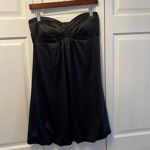 B. Darlin balloon hem dress black satin with sweetheart neckline strapless dress